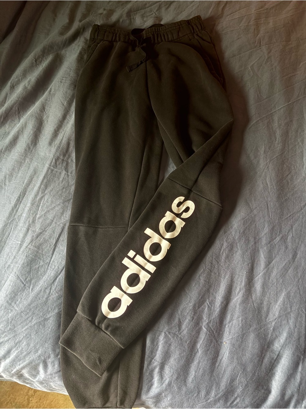 adidas Black Joggers with White Vertical Logo